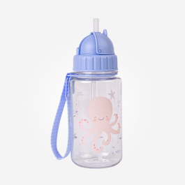 Botella con Pajita y colgador “Ocean Life” azul Saro