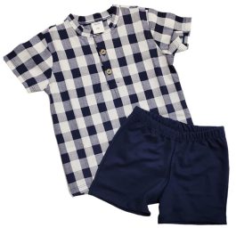 5018-Conjunto Pantalón y Camisa Vichy Marino Rapife